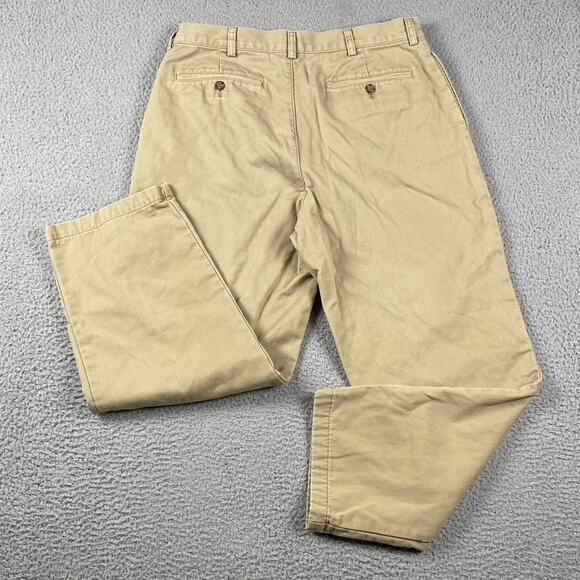 L.L. Bean Natural Fit Flannel Lined Pants Men's 34x29 Beige Outdoors Cotton - Picture 7 of 10